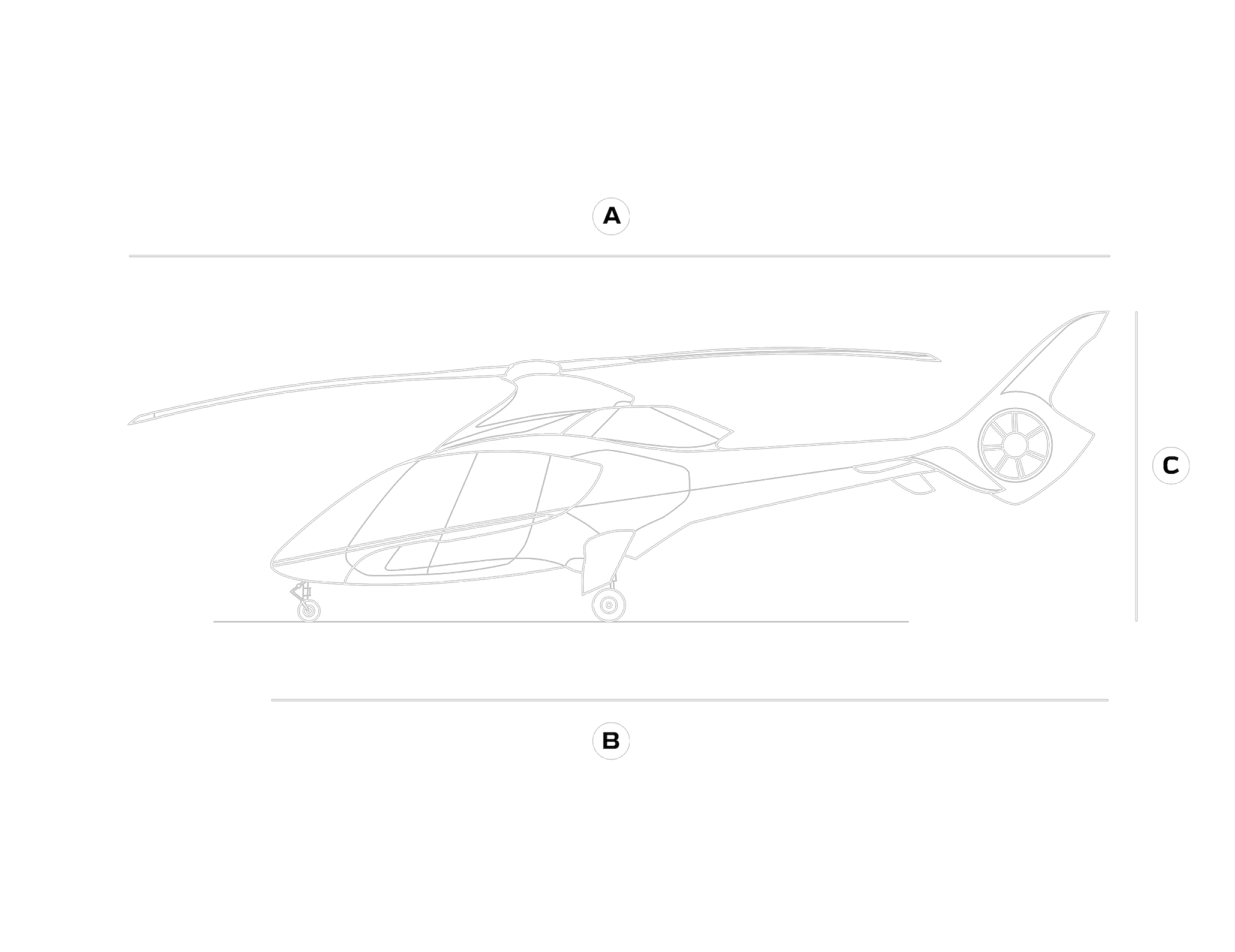 sketch of helicopter dimension